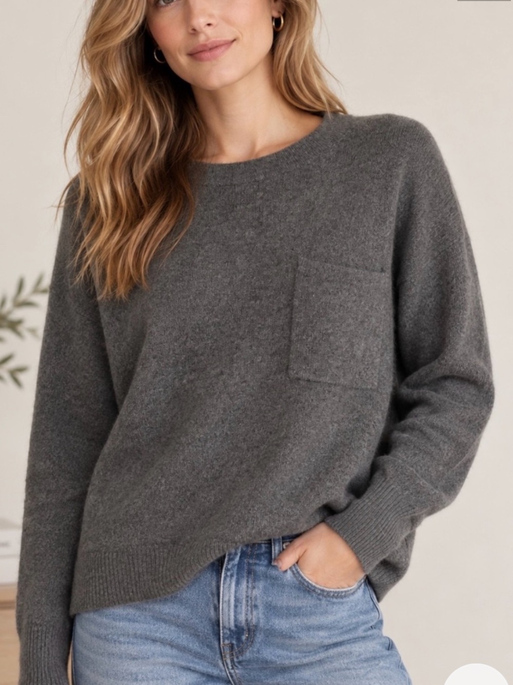ANTONIO MELANI Kimberly Pocket Grey Cashmere Sweater, NWT